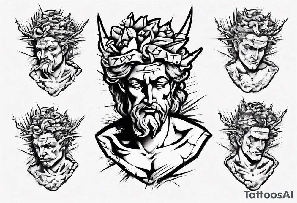 Bust of David with thorns tattoo idea