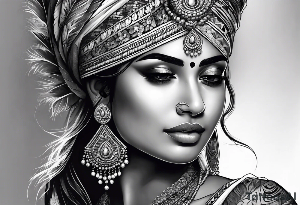 hand tattoo of indian woman tattoo idea