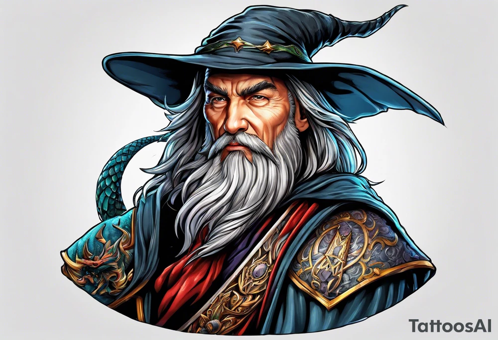 Wizard with dragon tattoo idea