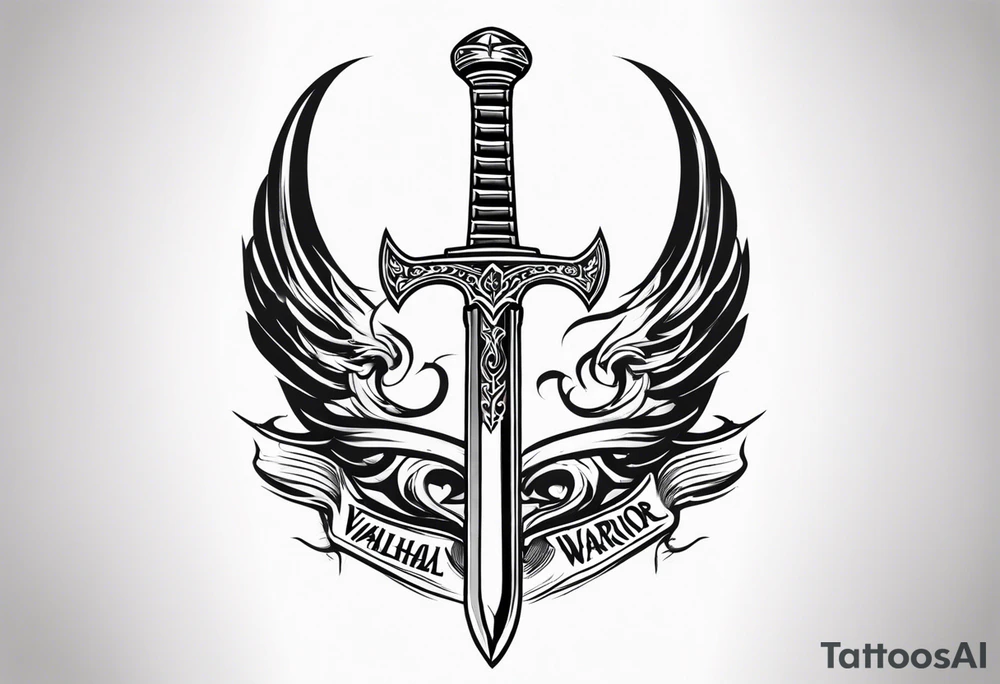 Valhalla sword warrior funeral tattoo idea
