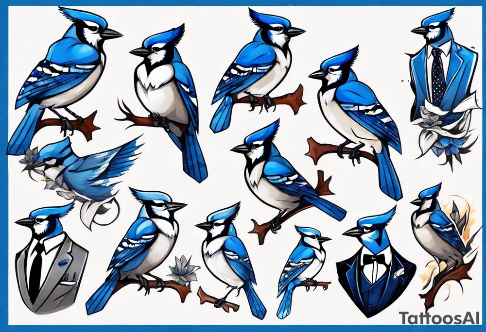 bluejay in a suit tattoo idea