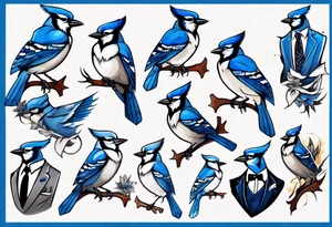 bluejay in a suit tattoo idea