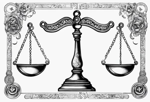 Libra zodiac scale with Gemini and Taurus symbols in each scale tattoo idea