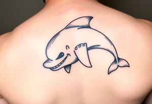 Cartoon dolphin with a mischievous face tattoo idea