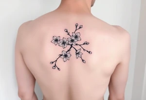 Feminine cherry blossoms thigh tattoo idea