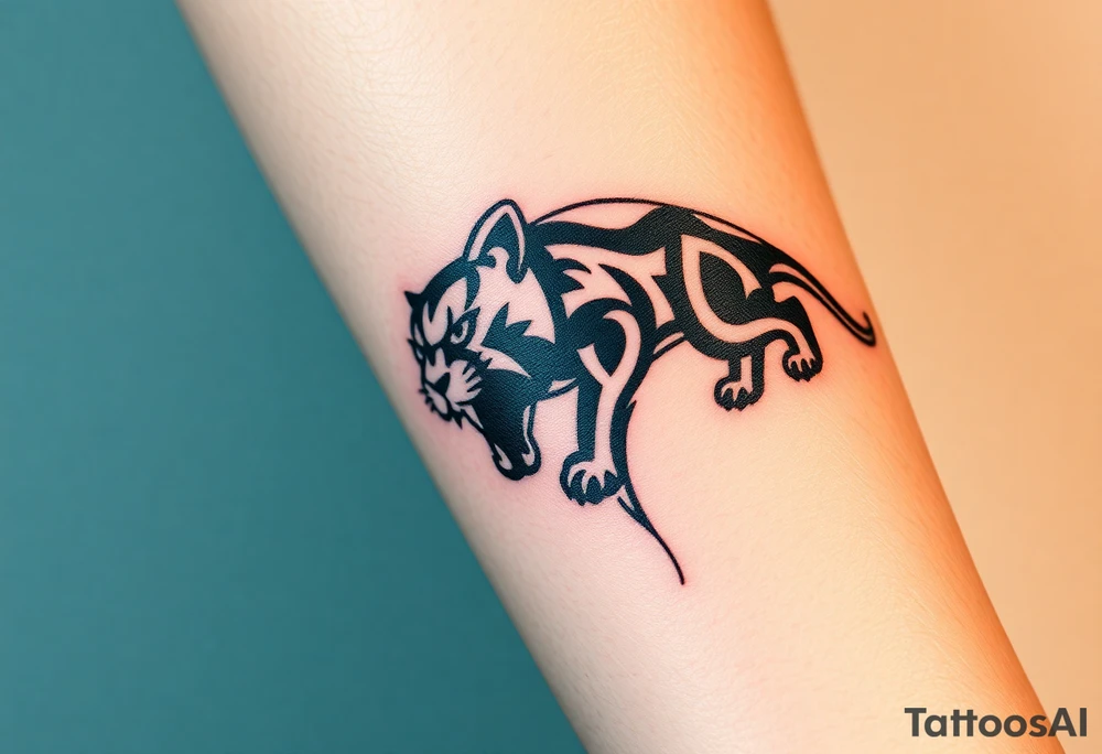 Improvise some design around a full black panther tattoo idea