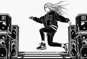 Billie eilish jumping out of a stage tattoo idea