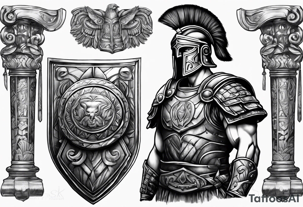 Roman Warrior Artifacts tattoo idea