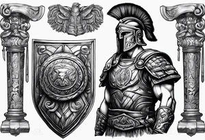Roman Warrior Artifacts tattoo idea