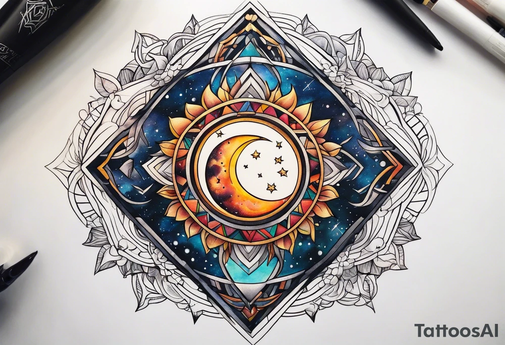 Sol e lua tattoo idea