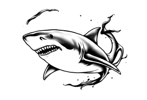 great white shark flowing tattoo idea