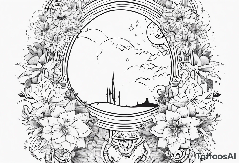 whimsical back piece tattoo idea