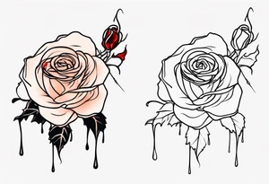 rose flower, one line, blood dripping from the flower, long and not wide tattoo idea