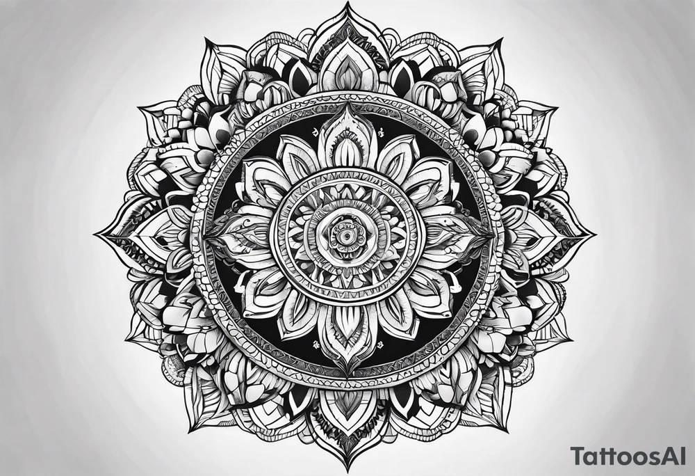 masculine mandala round tattoo idea
