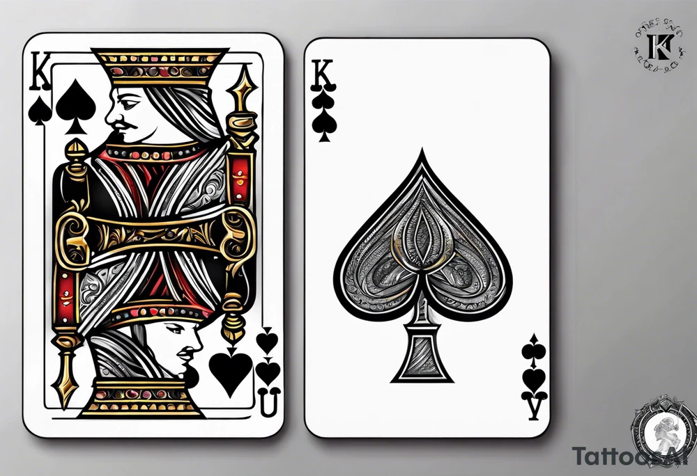 King, queen of spades cards tattoo idea