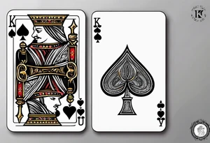 King, queen of spades cards tattoo idea