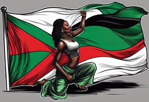 african american red green and black flag tattoo idea