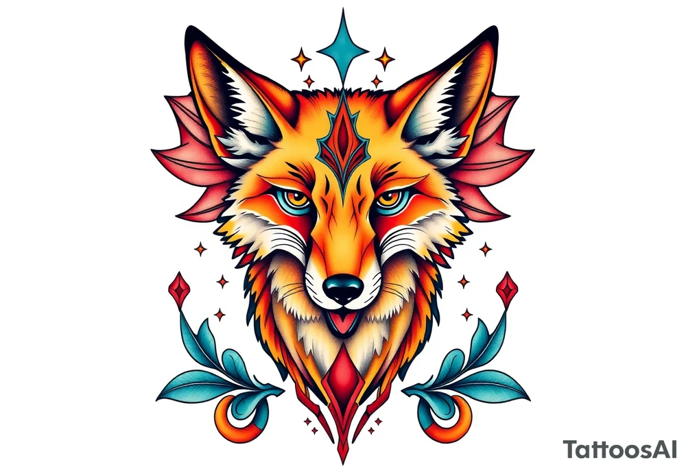 symmetrical adult fox tattoo idea