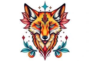 symmetrical adult fox tattoo idea