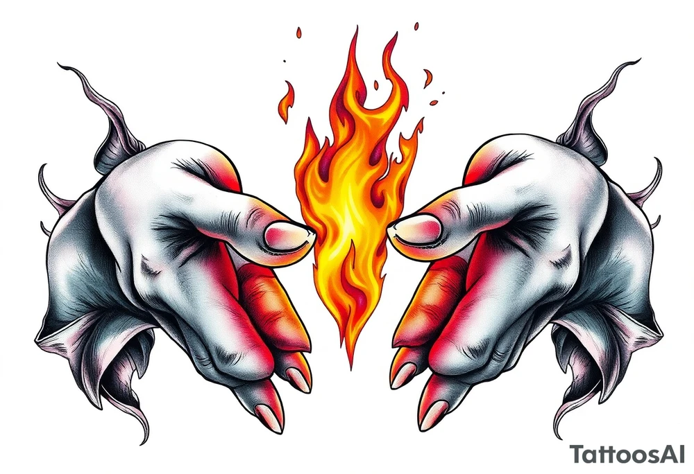 Fire between hands tattoo idea