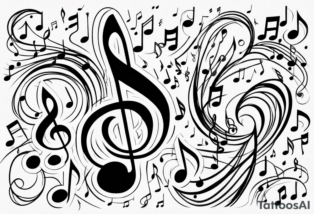 Musical notes connecting toddlers dancing tattoo idea