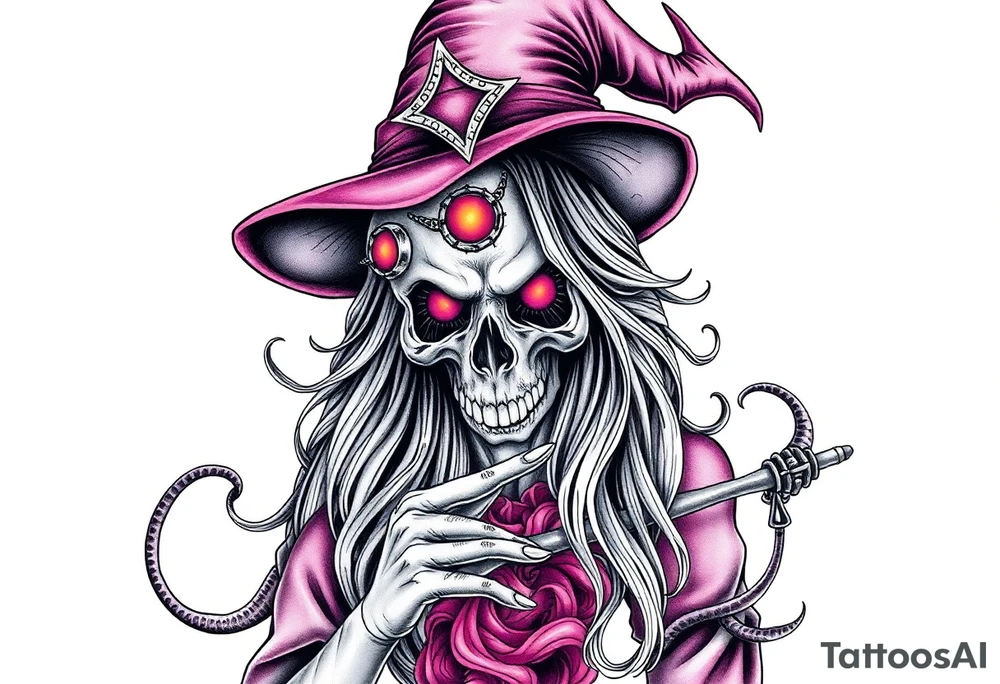 Dangerous witch tattoo idea