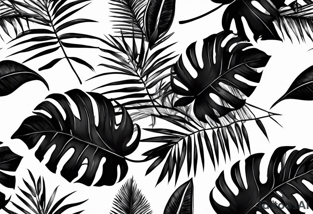 Tropical leaves tattoo idea