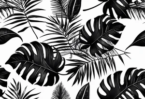 Tropical leaves tattoo idea