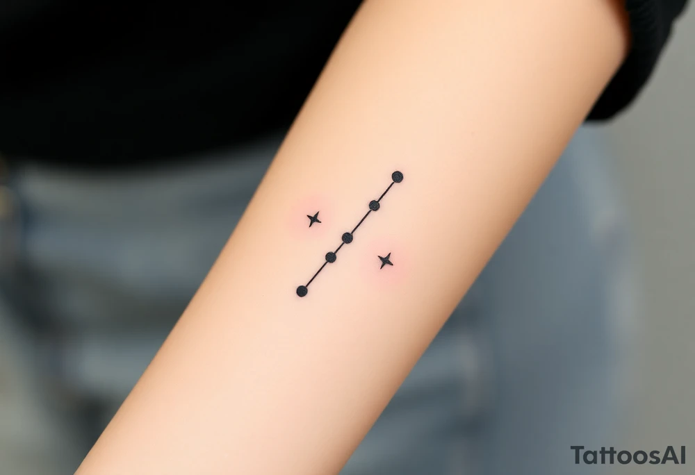 Can you design a few options for a meaningful minimal tattoo with dots, lines or stars that represents my kids? Three are living and two are deceased and I want something that represents that difference by having solid and hollow elements. Put on fingers tattoo idea
