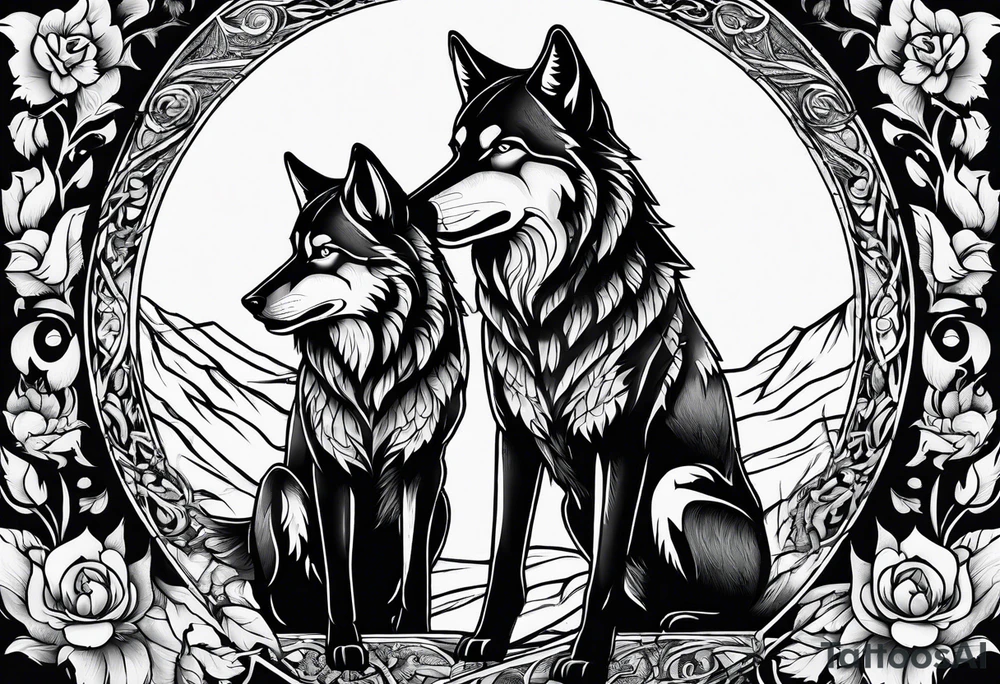 Two wolves. One bad wolf and one Good wolf tattoo idea