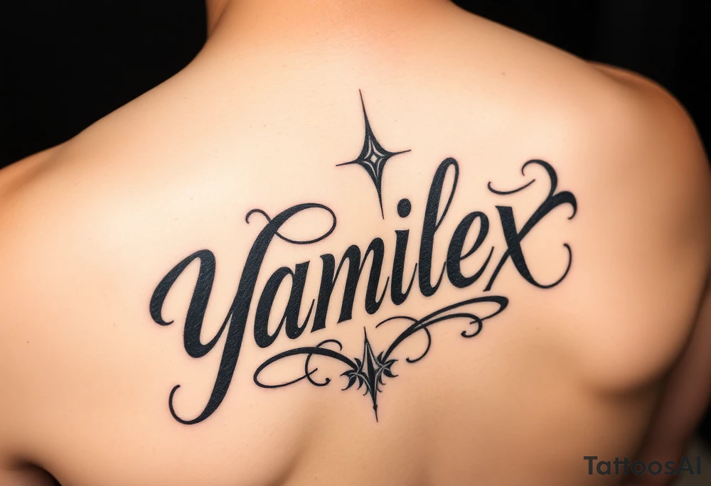 Create the name Yamilex  going  up to down 
in calligraphy  writing tattoo idea