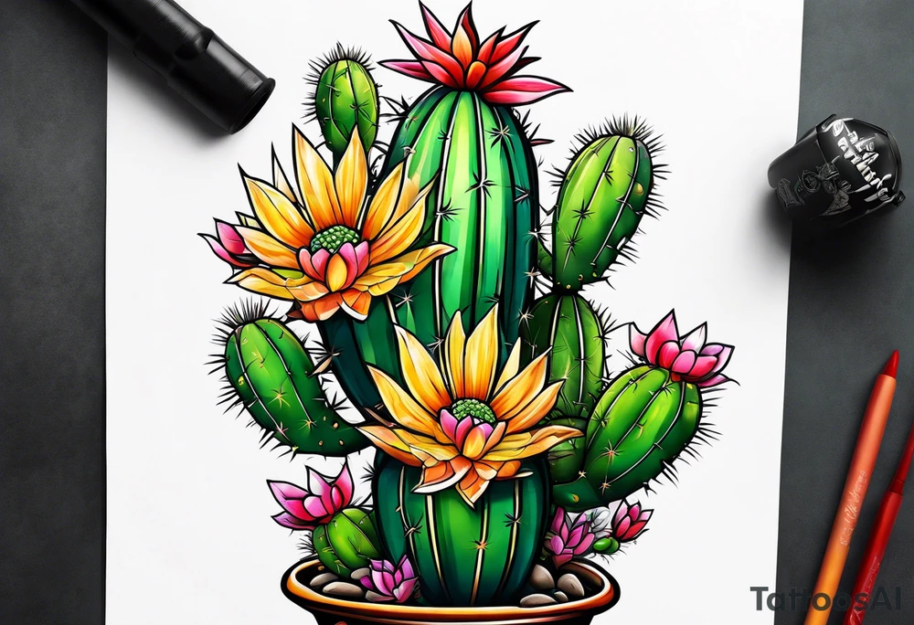 Beer bro style cactus tattoo idea