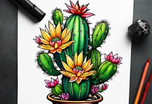Beer bro style cactus tattoo idea