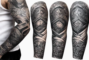 Arm sleeve with a Bible verse tattoo idea