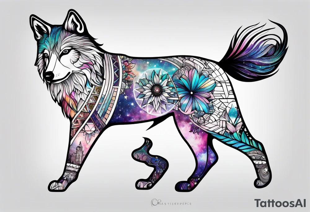 Glass animals in Amsterdam featuring colours of the universe and galaxies tattoo idea