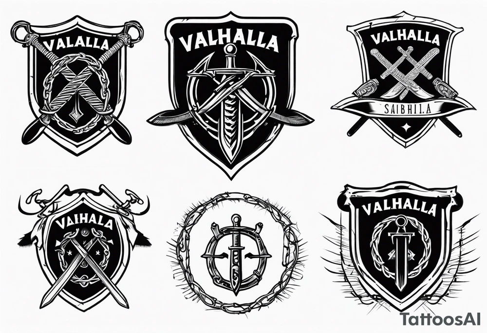 Valhalla sword shield barb wire tattoo idea
