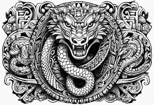 aztec kukulkan snake sleeve tattoo idea