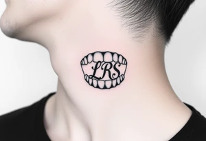Seductive realistic teeth bite marks with the initials lrs tattoo idea