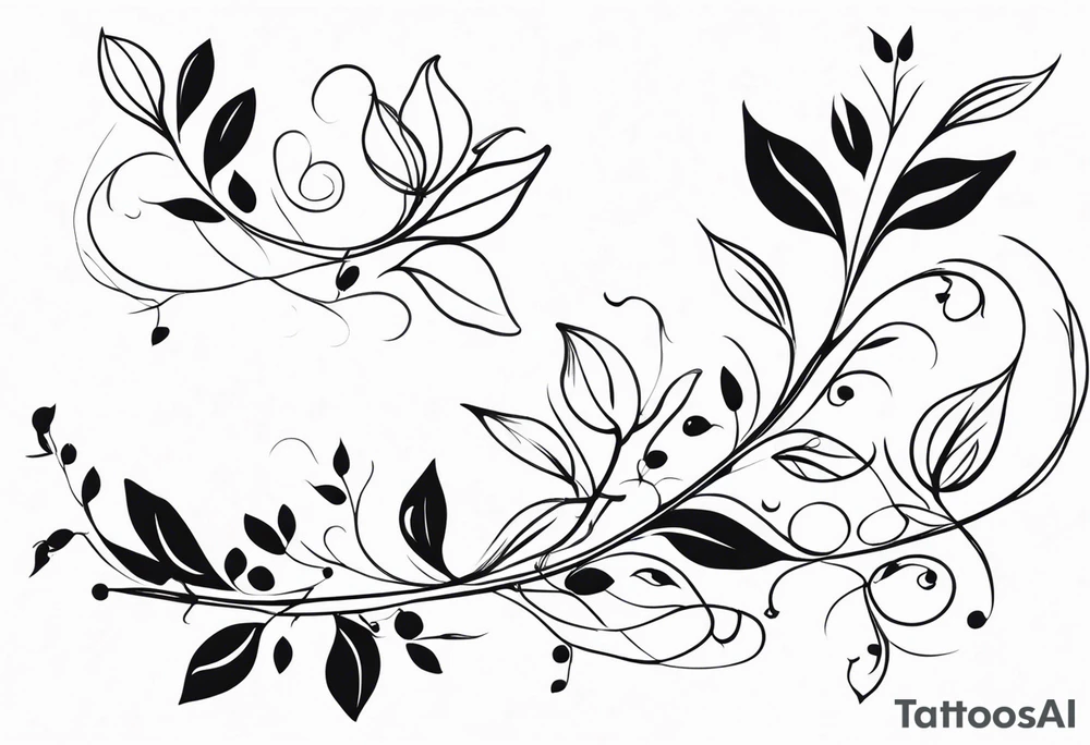 flowery vines with leaves very simple tattoo idea