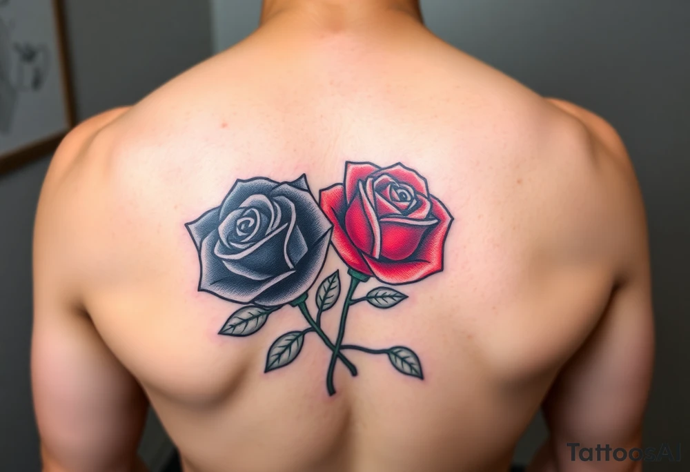 Two Rose Wrapped One Black One Red Tattoo tattoo idea