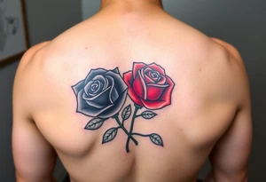 Two Rose Wrapped One Black One Red Tattoo tattoo idea