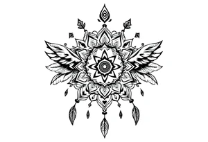 spiritual feathers ornamental mandala indian shaman rune tattoo idea