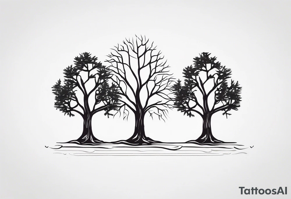 Three small trees together by the roots tattoo idea