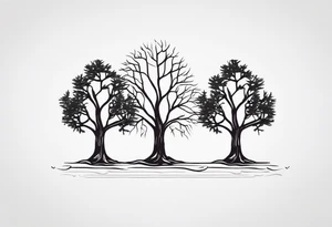 Three small trees together by the roots tattoo idea