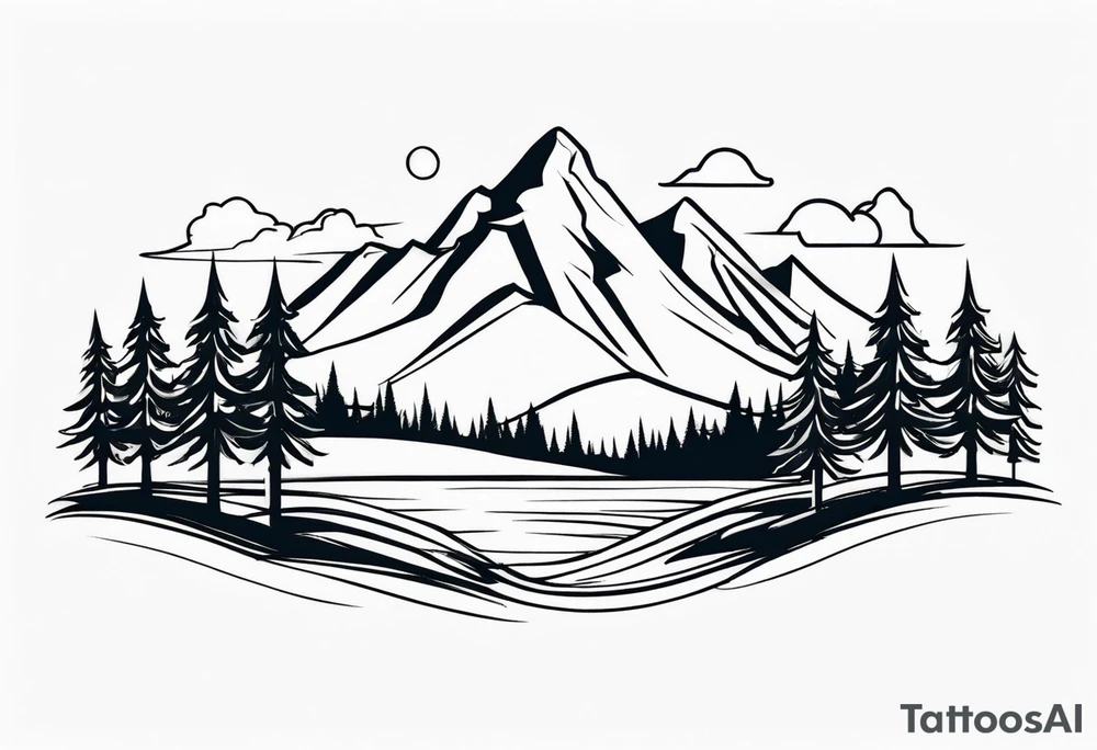mountain and trees tattoo idea