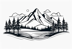 mountain and trees tattoo idea