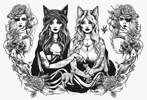 Three Sisters holdning a cat tattoo idea