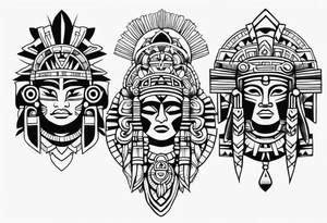 Aztec heritage in a sleeve format tattoo idea