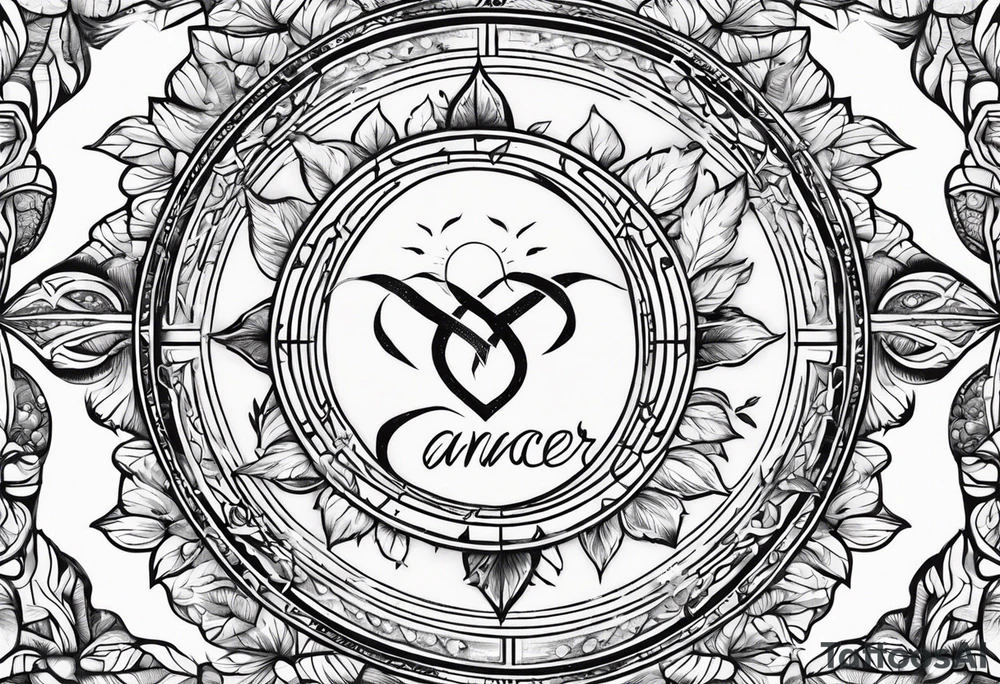 Cancer zodiac sign with leaf tattoo idea