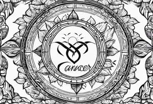 Cancer zodiac sign with leaf tattoo idea